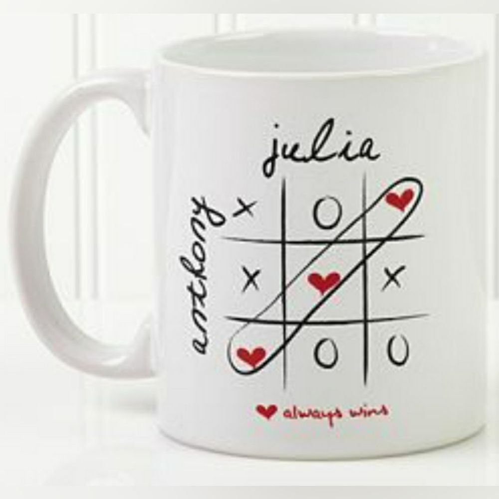 MugsBySandy, Coffee mug 15 oz, Tic Tac Toe, love always wins